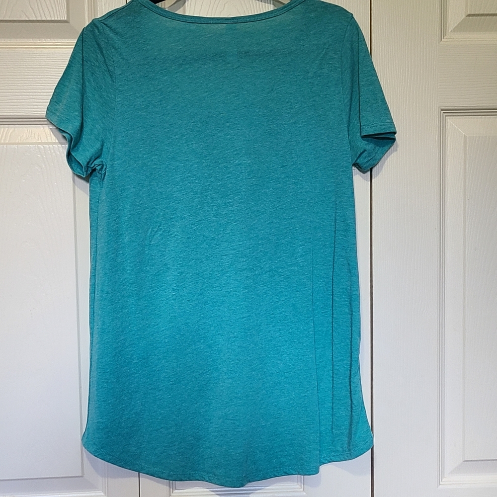 LuLaRoe Coastal Beach Heather Teal  Short Sleeve Slub Texture Classic T Sz S - Picture 4 of 4
